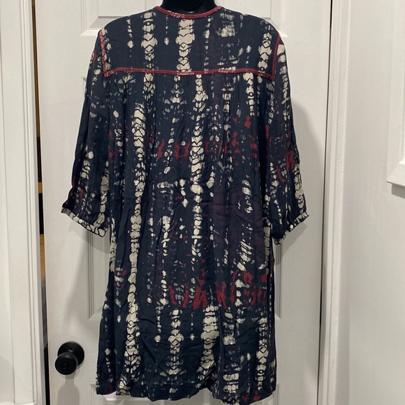 ba&sh Ilda Tye Dye Dress Navy with Red trim adorable style roomy fit - Picture 5 of 13